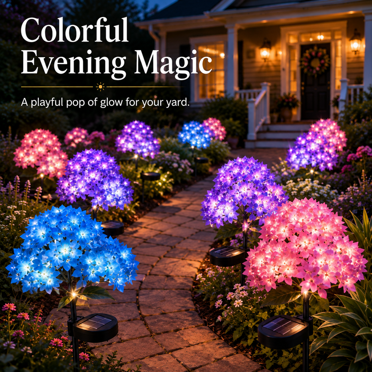 Waterproof Outdoor Solar-Powered Hydrangea Garden Light