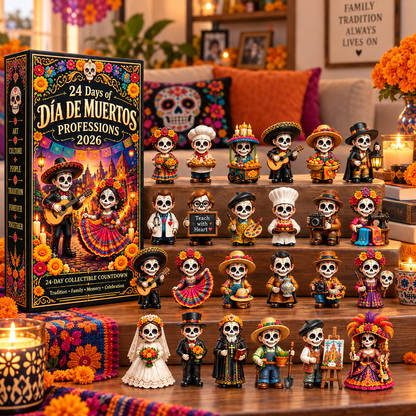 24 Days of Día de Muertos Professions 2026 – 24-Day Collectible Countdown Calendar with 24 Unique Profession Miniatures, Colorful Day of the Dead Gift Collection