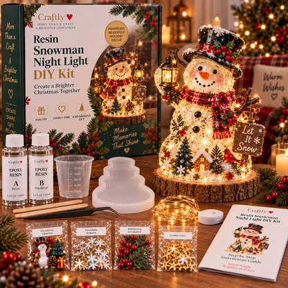🎄 ✨Beginner-Friendly Resin Christmas Tree Night Light DIY Kit | Complete Kit with Mold, Resin, Fairy Lights & Festive Decorations ✨