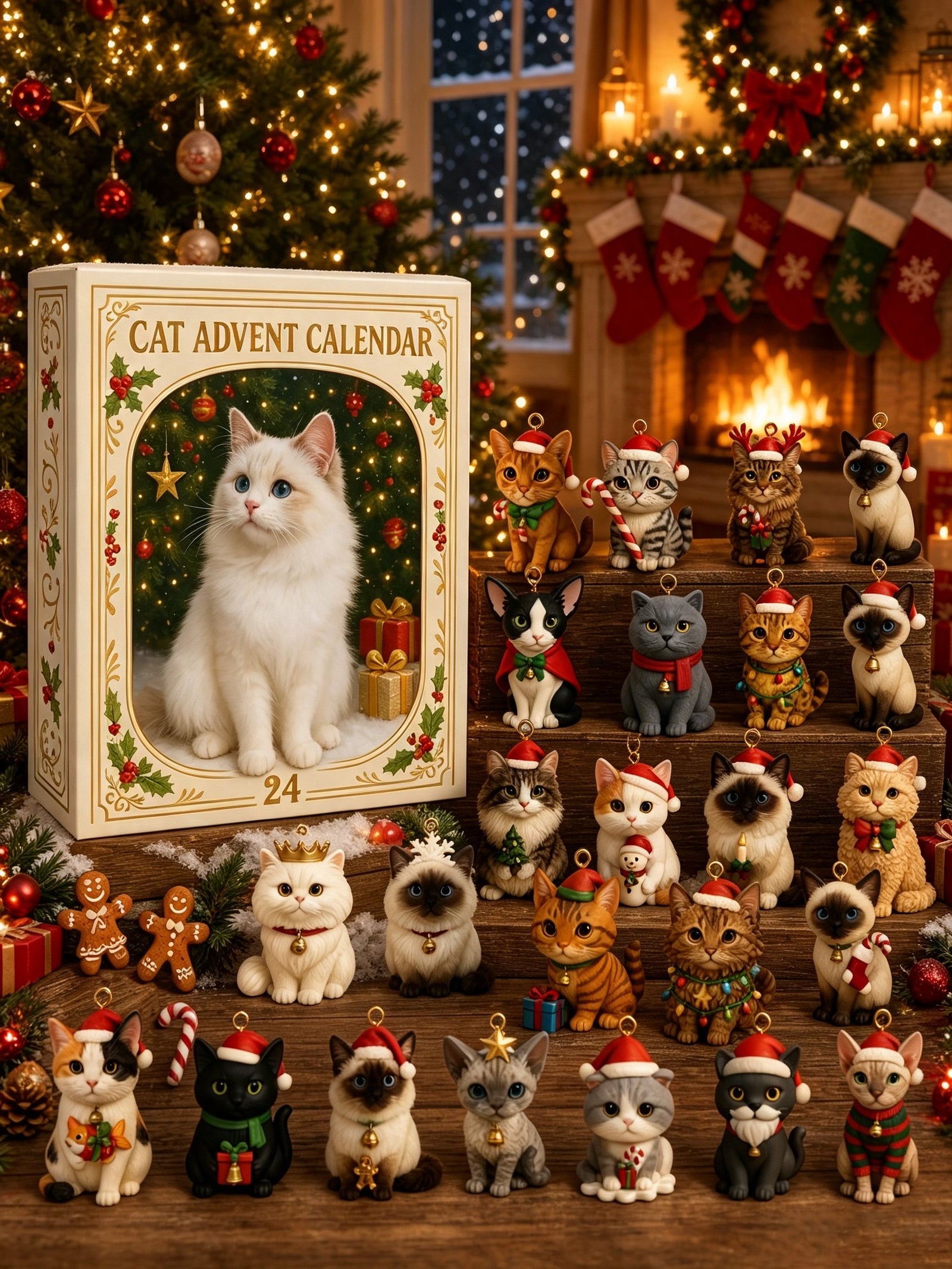 Cat Advent Calendar 2026 with 24 collectible Christmas cat figures