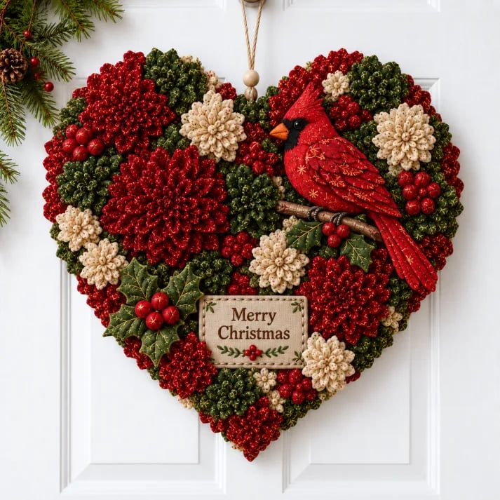 🎄✨Christmas Fabric Flower Door Hanging DIY Kit – Layered Holiday Décor(📦Buy 2 Free Shipping)