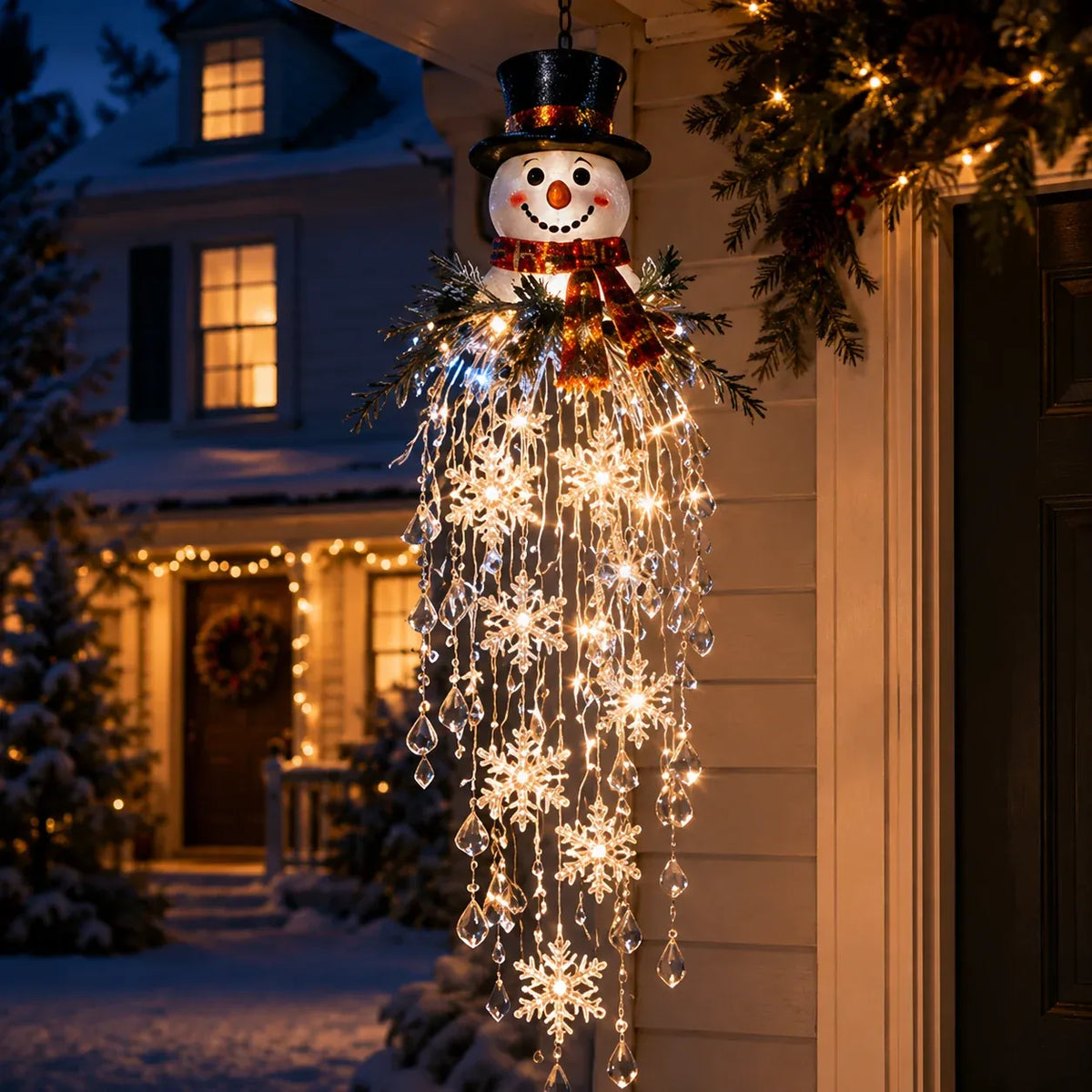 ✨❄️Crystal Cascade Christmas Light™ – Hanging Snowflake & Crystal LED Porch Décor