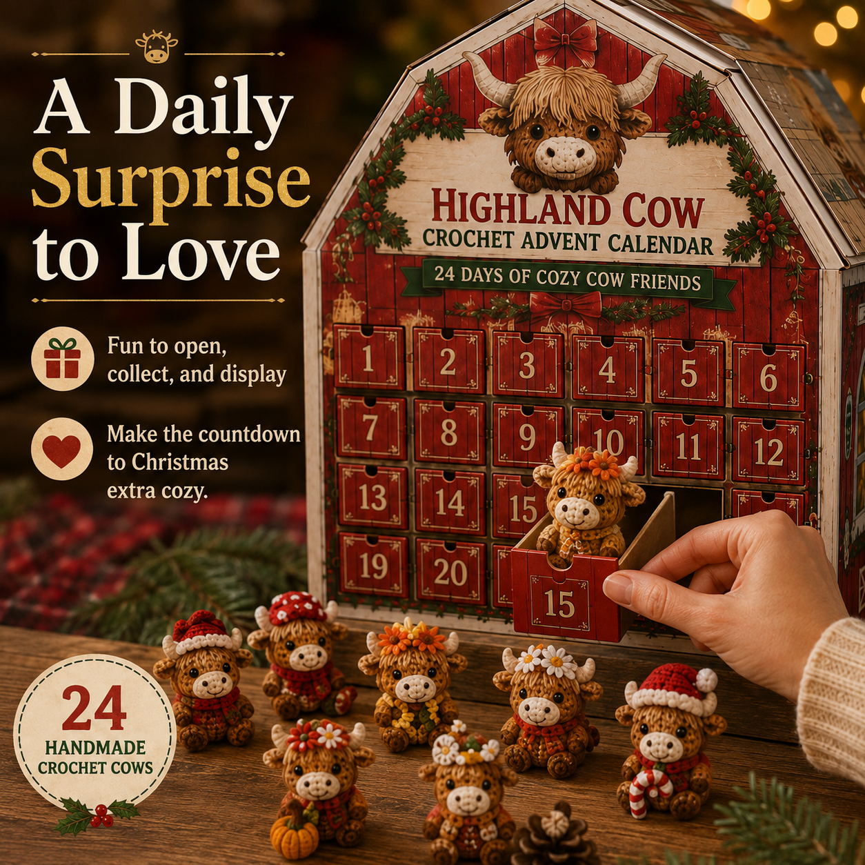 2026 Highland Cow Crochet Advent Calendar – 24 Days of Cozy Cow Friends