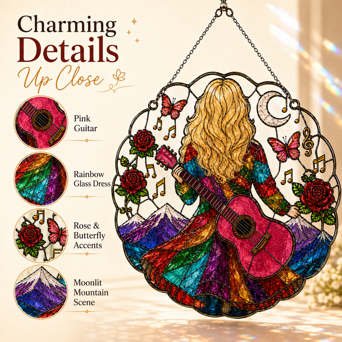 🎶✨Let the Music Shine – Country Music Inspired Stained Glass Suncatcher