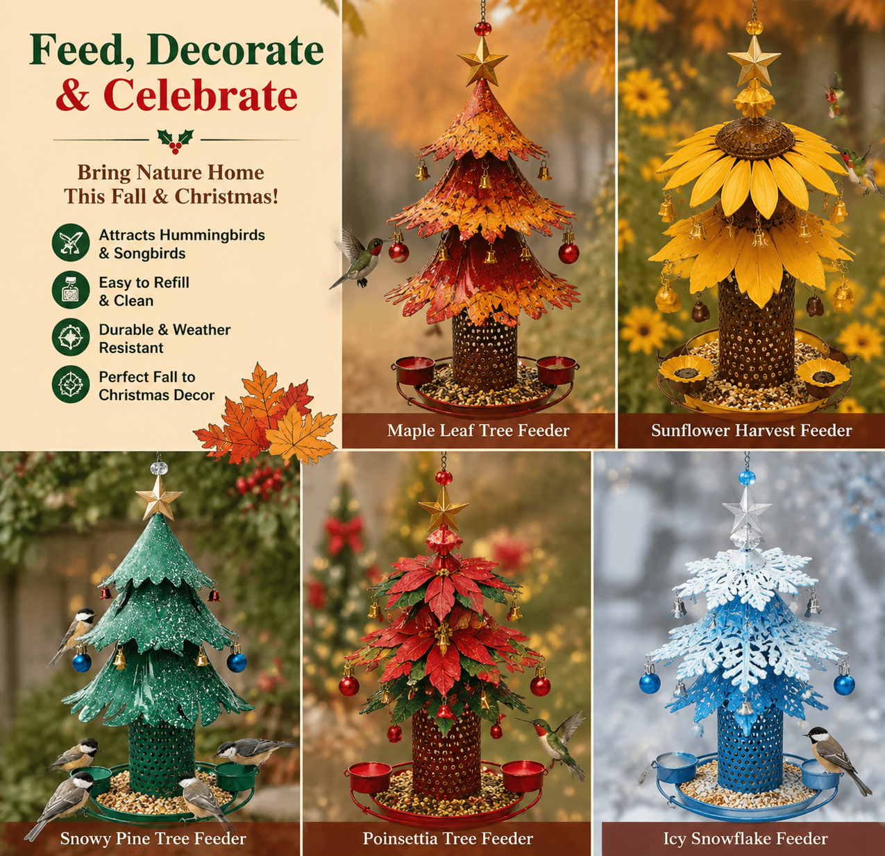 🎁🍂Christmas Tree Bird Feeder🎄Festive Backyard Holiday Decor
