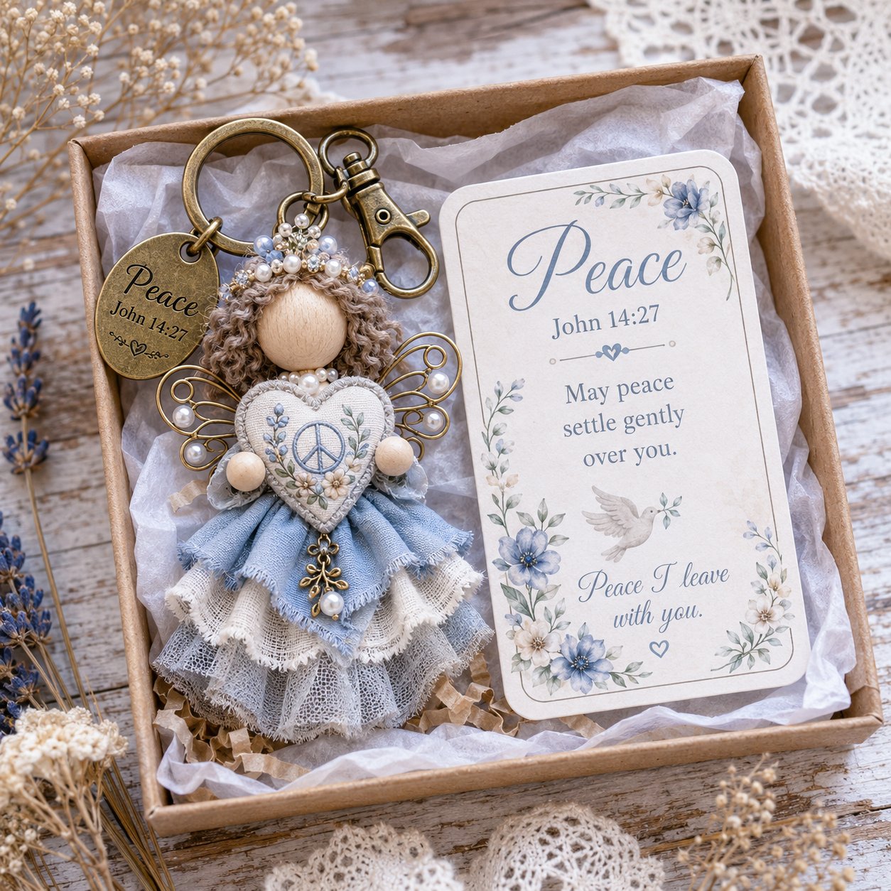 🪽 Faith Angel Keychain Gift Set - A Little Angel of Faith, Comfort & Love💛