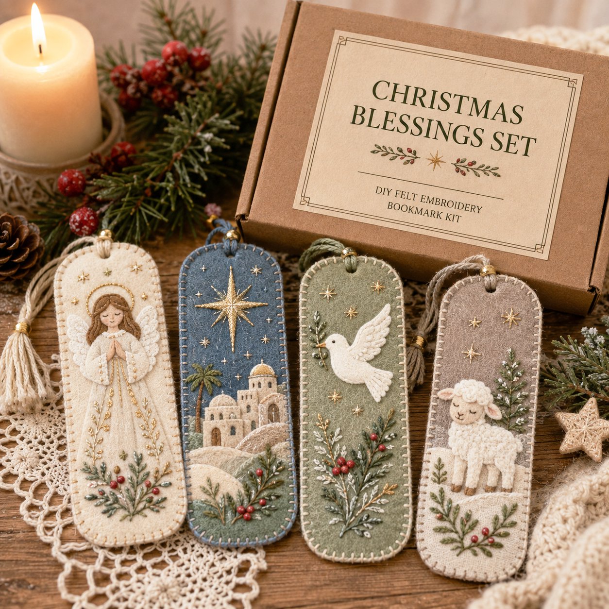 ⏳ Last Day 49% OFF – 🎄 DIY Felt Embroidery Bookmark Kit