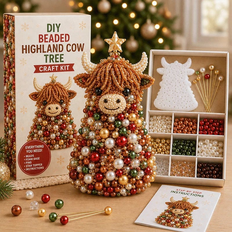 🔥HOT SALE 49% OFF🎁 🐾 Animal-Themed Beaded Christmas Tree DIY Kit🦊