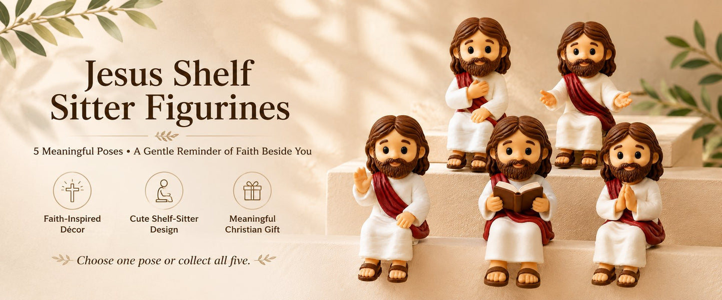 🎁LAST DAY 50% OFF- ✝️🙏 Jesus Shelf Sitter Figurines – 5 Meaningful Poses ❤️ Christian Faith Desk & Shelf Décor 🎁