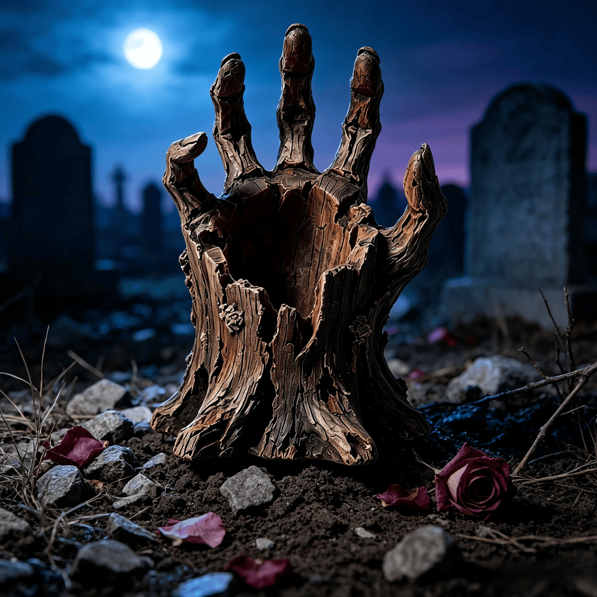 🎃🖐️ Creepy Graveyard Hand Stake – Rustic Halloween Garden & Planter Decor