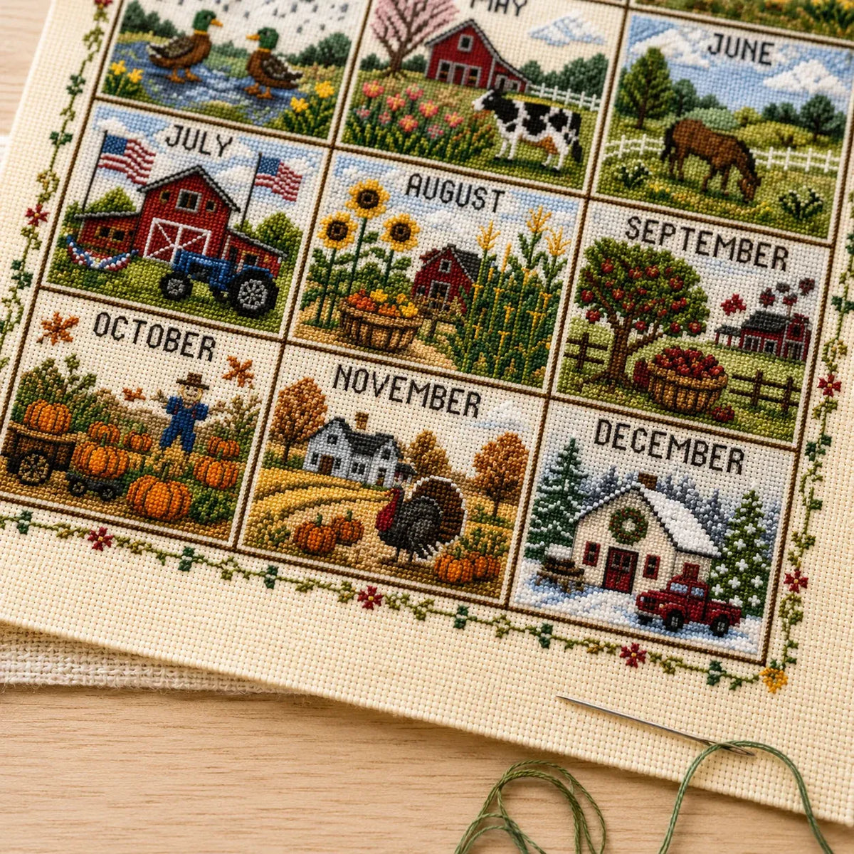 A Year in Stitches – 12-Month Seasonal Cross Stitch Kit