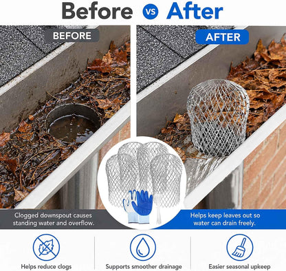 Aluminum Alloy Gutter Guard Filter, Roof Rain Gutter Downspout Strainer, Anti‑Clog Leaf Debris Catcher for Home Drainage System