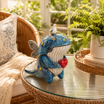Whimsical Coastal Whale Sculpture