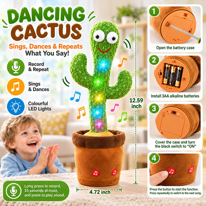 ✨ VIRAL FAVORITE – 50% OFF Today | Rechargeable Dancing Talking Cactus Toy | Singing, Mimicking & LED Light-Up Fun for All Ages