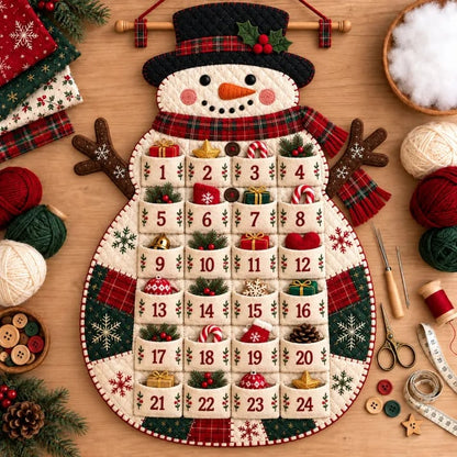 🎄🧵DIY Patchwork Christmas Advent Calendar Kit – 🪡Handmade 24-Pocket Quilted Countdown Wall Hanging | 5 Festive Designs