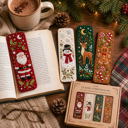⏳ Last Day 49% OFF – 🎄 DIY Felt Embroidery Bookmark Kit
