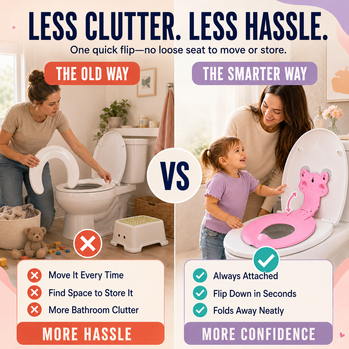 🐻🚽 Family Flip-Down Potty Seat – Space-Saving Toilet Trainer for Toddlers