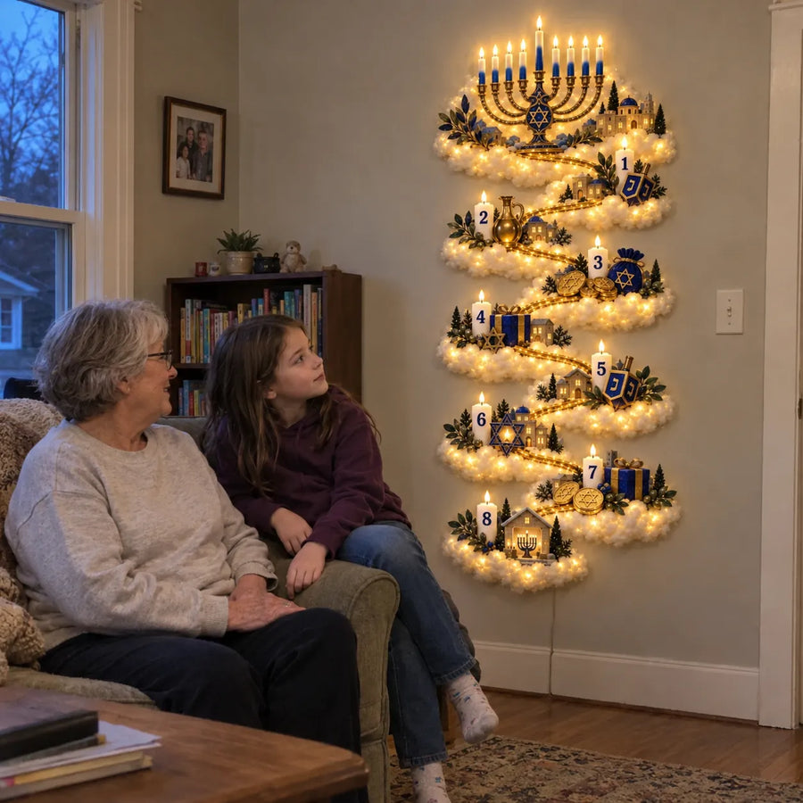 Hanukkah decoration in a family home