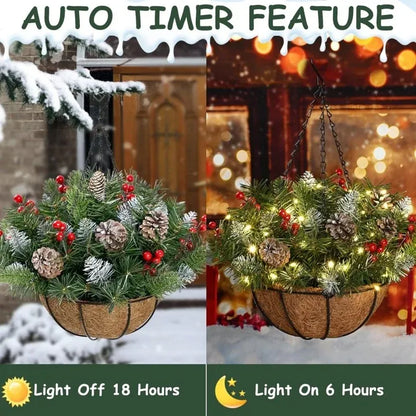 🔥60% OFF 🎄Christmas Hot Sale🏆Pre-Lit Artificial Christmas Hanging Basket