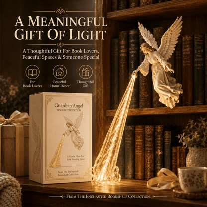 🎁 Celestial Guardian – Angel Light Beam Bookshelf Decor