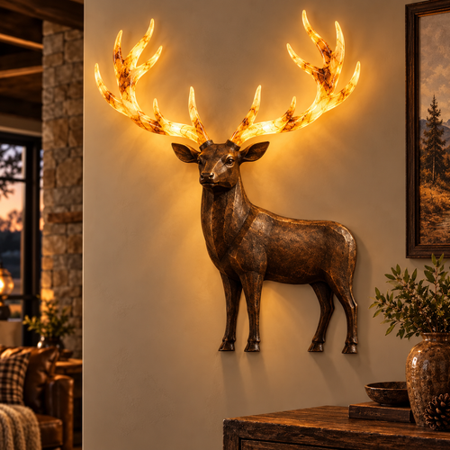 💥 Hot-Selling Half-Price Deal ✨ Light-Up Longhorn Wall Sculpture, Rustic Western-Style LED Wall Decor🎁