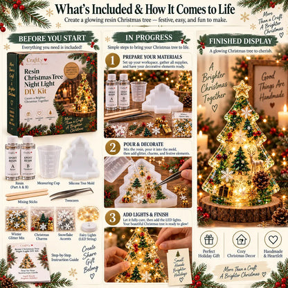 🎄✨ DIY Christmas Glow Tree – Beginner-Friendly Resin Craft Kit with Lights & Festive Decorations