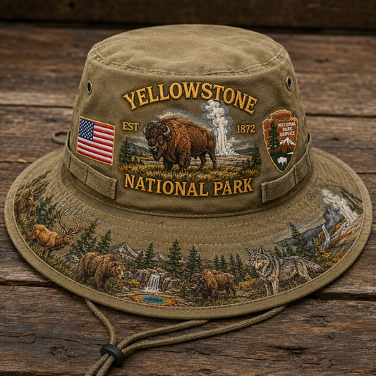 🇺🇸 Last Day Promo: 49% OFF 🦬 - Yellowstone National Park Adventure Boonie Hat