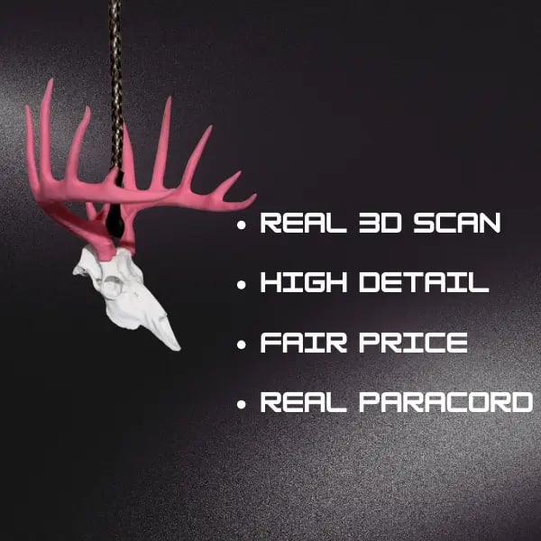 🦌💀 Wild Trail Deer Skull Mirror Charm – 3D Rustic Hanging Truck & Car Decor, Unique Gifts for Hunters & Outdoor Lovers 🎁