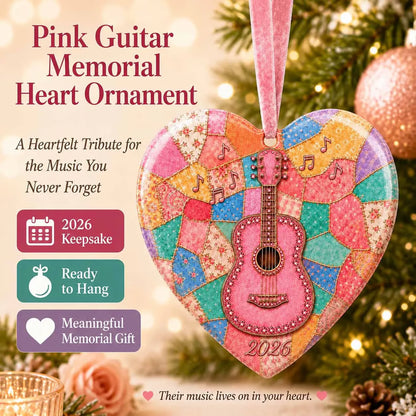 🎁Last Day 50% OFF - Pink Guitar Memorial Heart Ornament