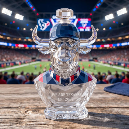 Crystal Bull Decanter – We Are Texans Est 2002 Glass Decanter Whiskey Bottle
