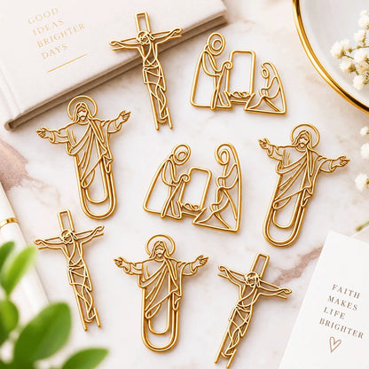 ✝Faith-Inspired Gold Paper Clips — Meaningful Christian Bookmarks