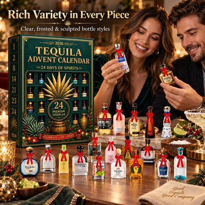 24-Day Mini Tequila Bottle Advent Blind Box for Holiday Celebration, Bar Table Decor, Collector Gift & Family Countdown