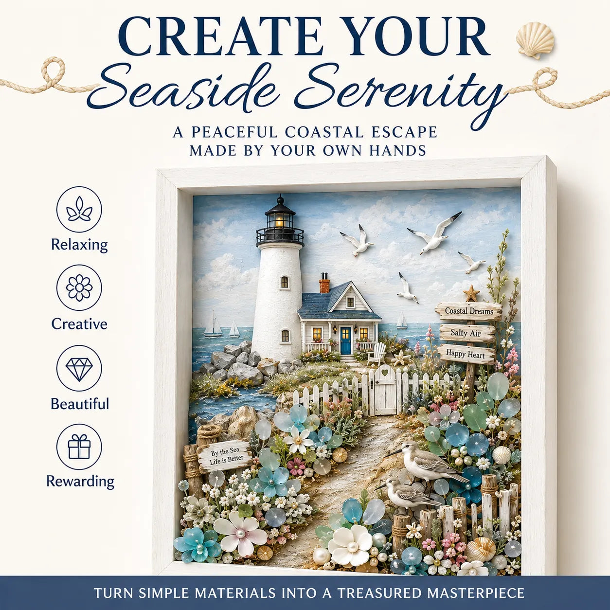 🐚 Seaside Serenity 3D Shadow Box DIY Kit ✨