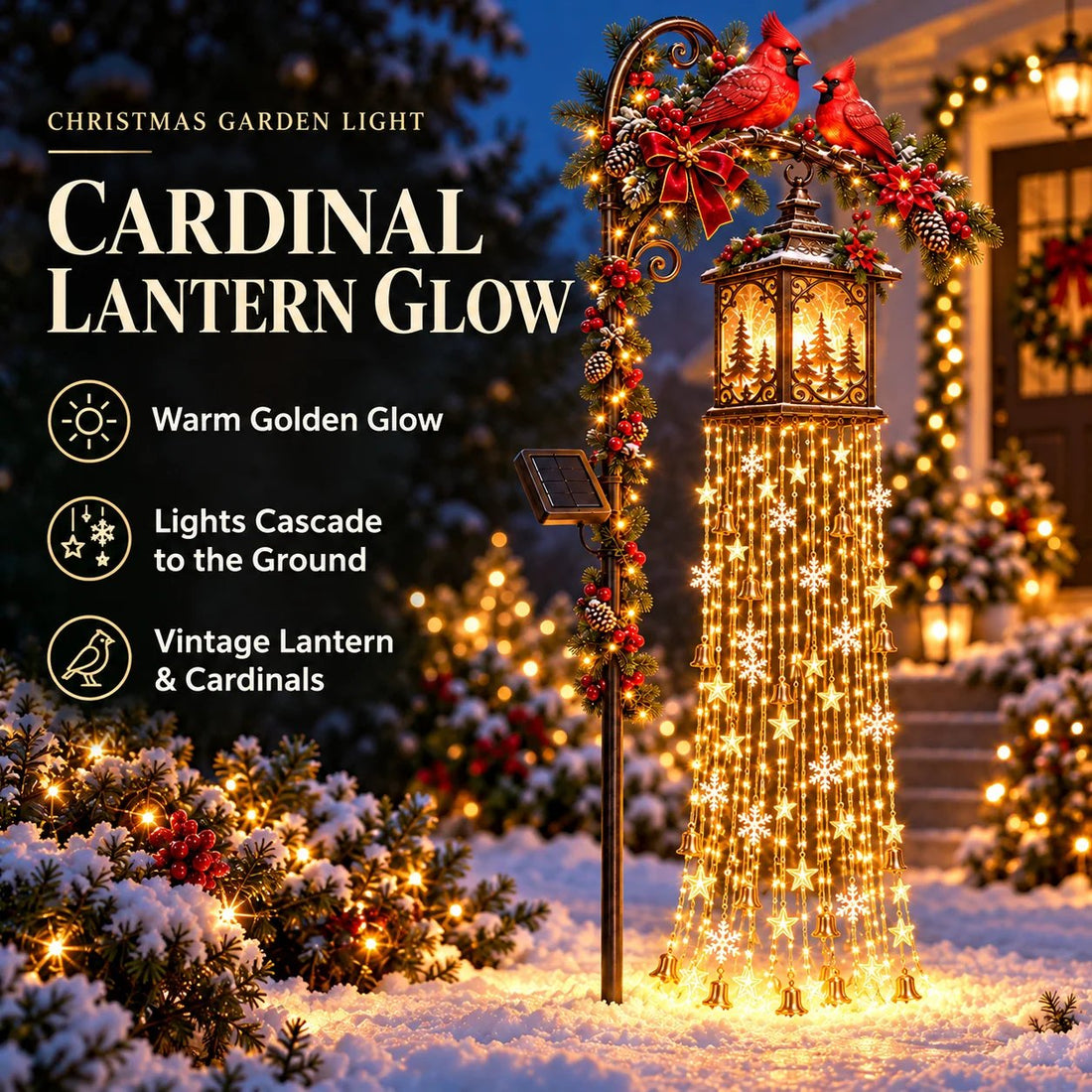 Nutcracker Christmas Cascade welcoming garden scene