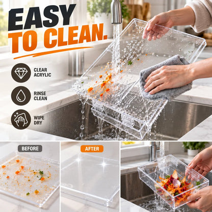 📍 50% OFF🔪 Acrylic Cutting Board✨ Built-In Waste Container & Counter Lip