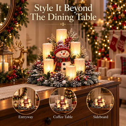 🎁 Christmas Lighted Centerpiece with Flameless Candle Glow