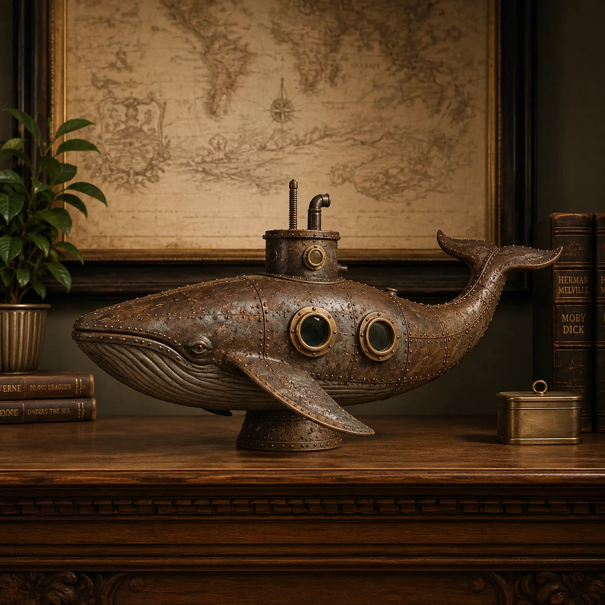 Deep Sea Voyager vintage mechanical humpback whale sculpture