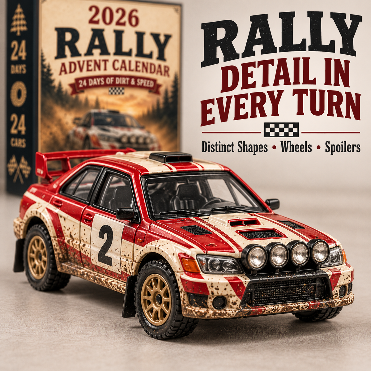 🏎️ 2026 Rally Racing Advent Calendar – 24 Days of Dirt & Speed, 24 Collectible Rally Cars