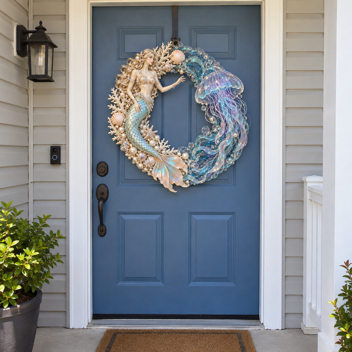 🌊 Ocean Enchantment – Lighted Mermaid & Jellyfish Wreath