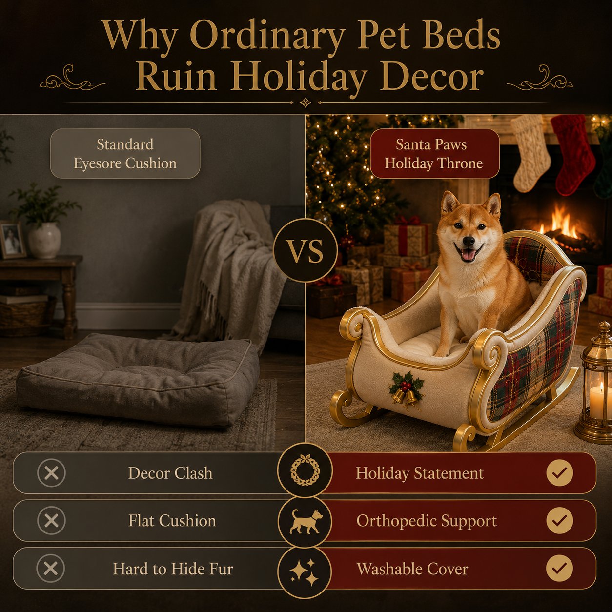 🎄 Santa Paws Christmas Dog Beds – Cozy Festive Sleigh & Holiday Pet Beds