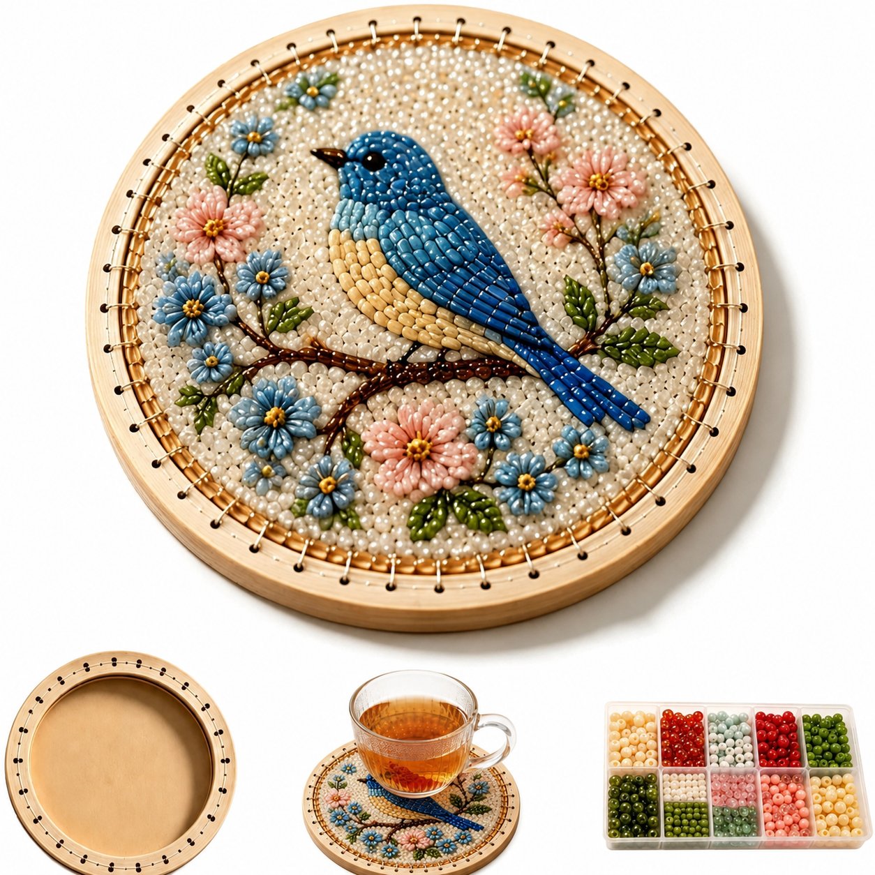 🧵💖 DIY Handmade Floral Beaded Coaster Kit – Relax, Create & Decorate Your Home