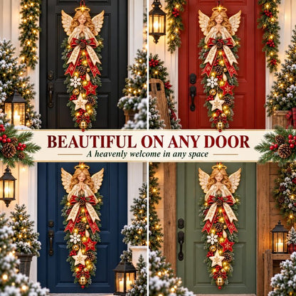 🎉 49% OFF✨👼 Lighted Angel Christmas Door Swag – A Heavenly Holiday Welcome