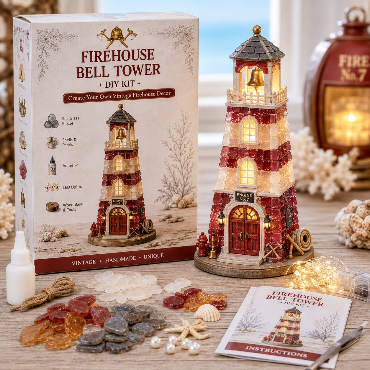 ⏳ Last Day 49% OFF – 🚒 Beginner-Friendly Vintage Firehouse Mosaic Light DIY Kit Collection | Complete Kit with Mosaic Pieces, LED Lights & Step-by-Step Guide Included 💕