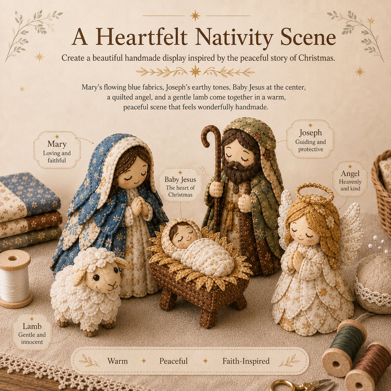 DIY Patchwork Nativity Scene Sewing Kit (Beginner-Friendly)