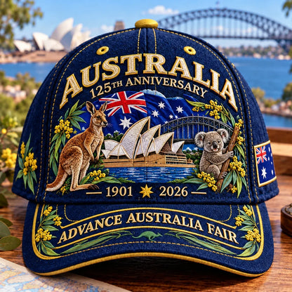 💝LAST DAY 49% OFF - 🦘 Australia 125th Anniversary 1901–2026 – Premium Embroidered Heritage Cap | Cotton-Poly Blend • Detailed Embroidery • Adjustable Fit 🇦🇺