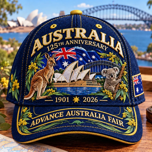 💝LAST DAY 49% OFF - 🦘 Australia 125th Anniversary 1901–2026 – Premium Embroidered Heritage Cap | Cotton-Poly Blend • Detailed Embroidery • Adjustable Fit 🇦🇺