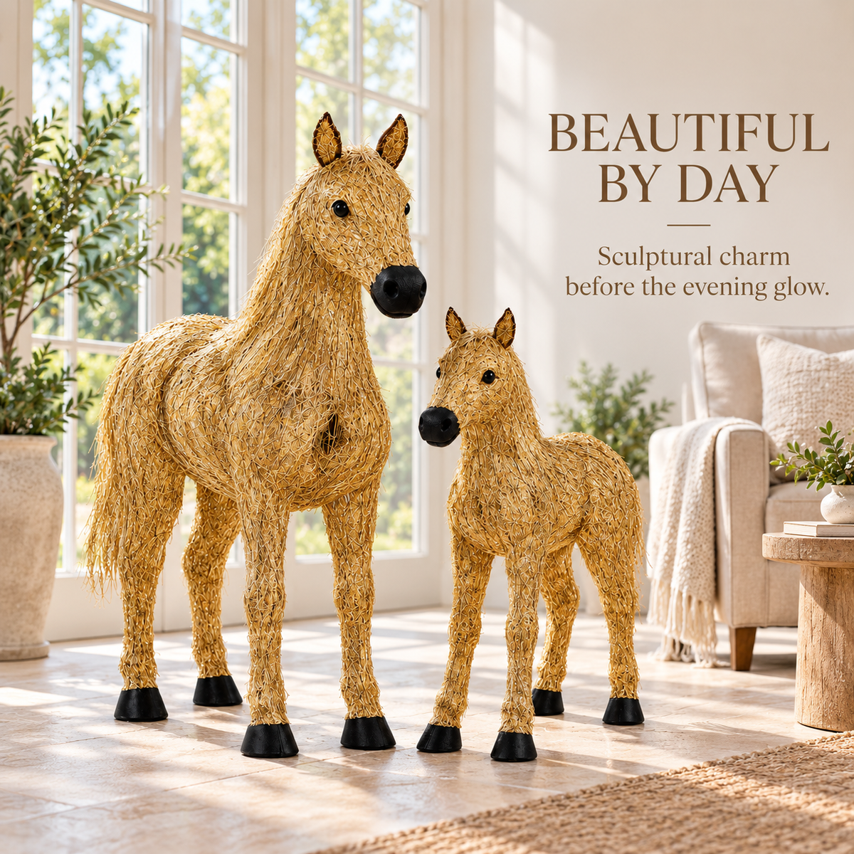 🐴✨ Illuminated Christmas Set With Two Horses