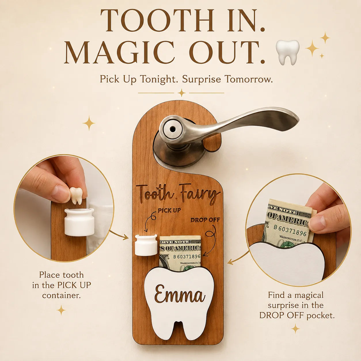 ✨Wooden Customized Tooth Fairy Door Hanger🦷