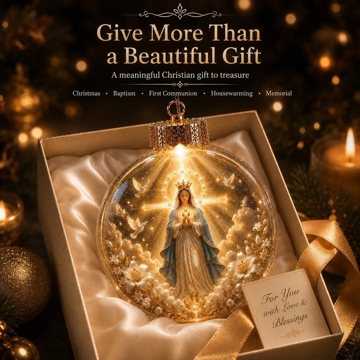 🔥🎁⏳ Last Day 49% OFF – ✝️ Illuminated 3D Christian Faith Ornament Collection | Clear Globe with Sacred Figures, Warm Golden Glow & 8 Meaningful Designs ✨