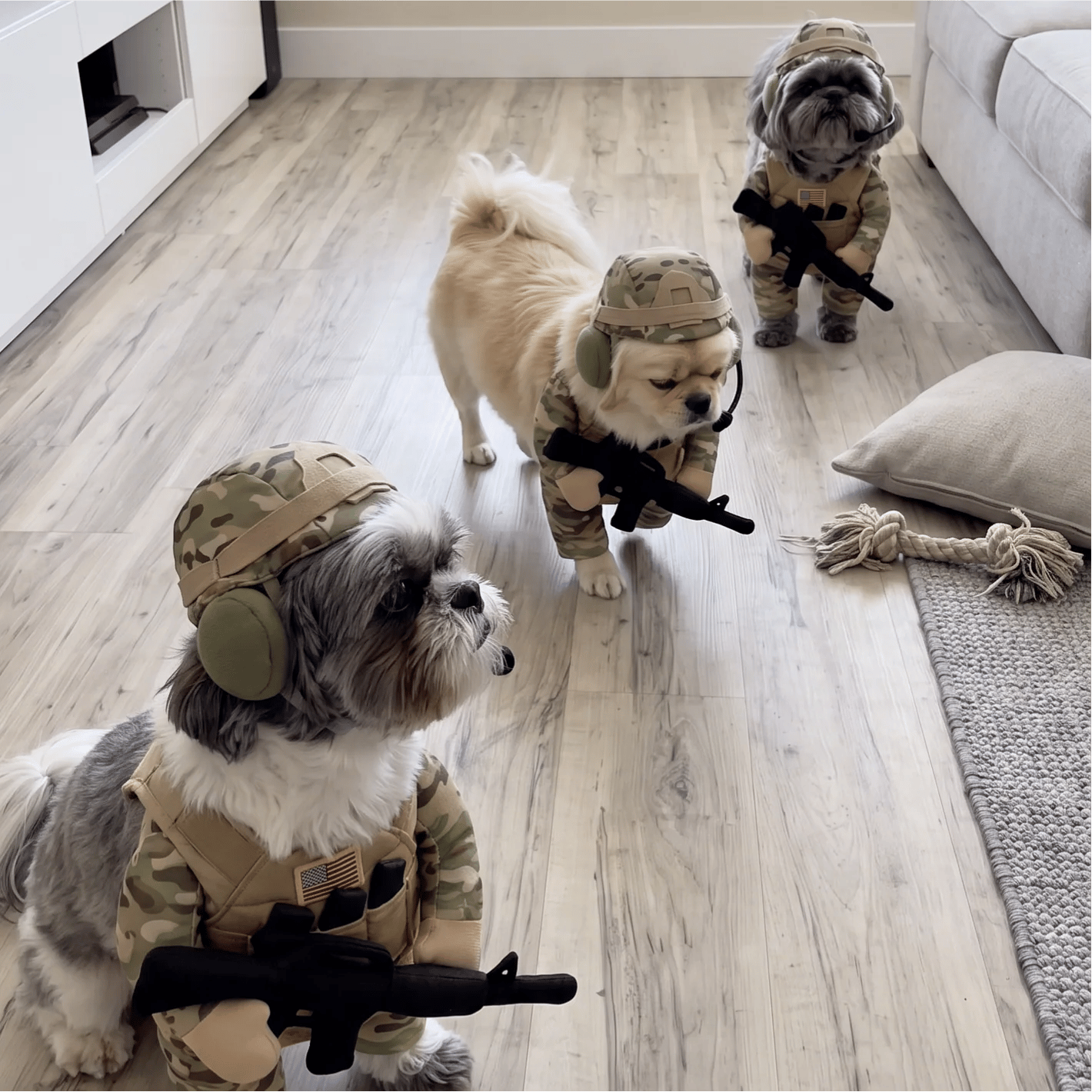 🔥Hilarious Tactical Soldier Pet Costume – Front-Facing Military Uniform for Dogs & Cats